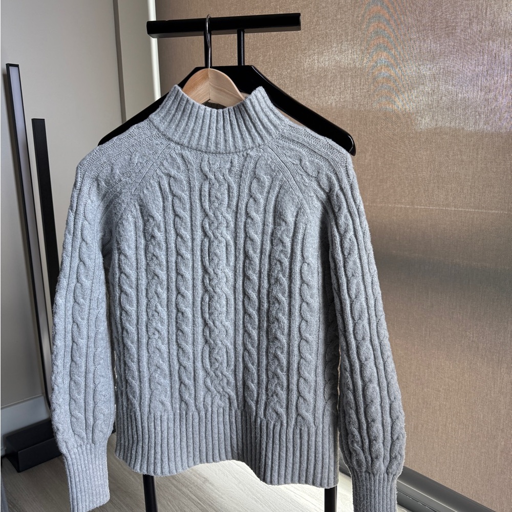 Gray Cable Knit Women's Sweater